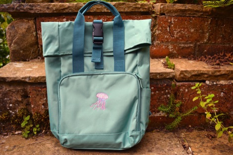 Blue Panda mini roll-top recycled backpack